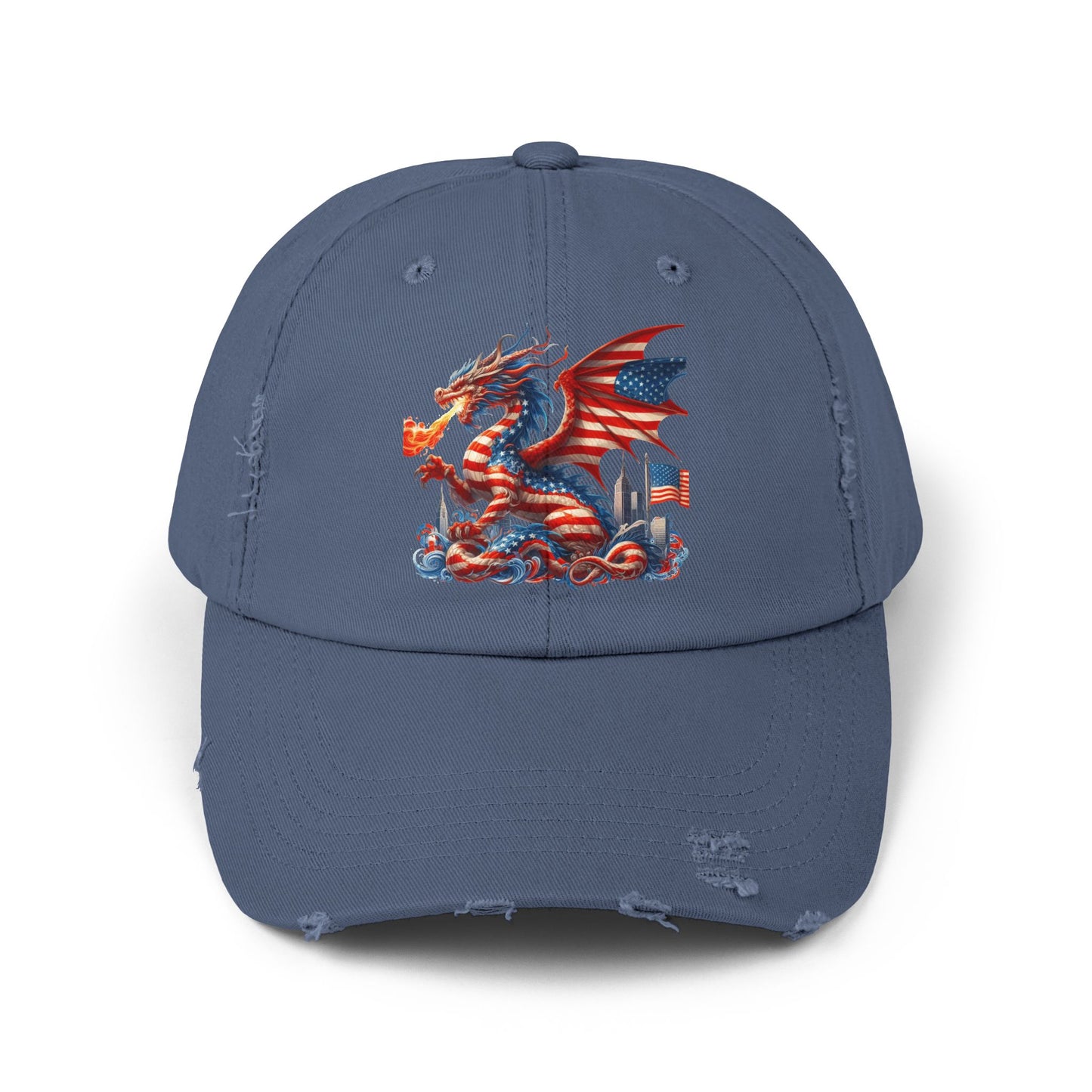 Dragon Flag Unisex Distressed Cap - Casual Streetwear Hat for Everyday Use - Great for Reptile Lovers