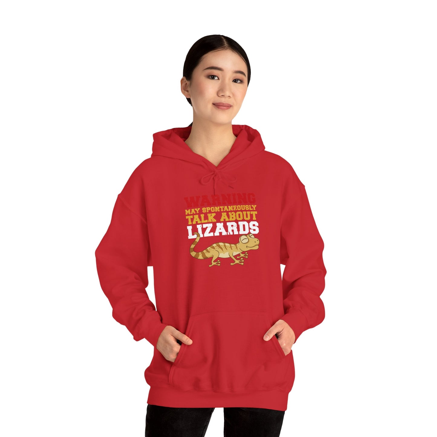 "May Spontaneously Talk About Lizards" Unisex Hooded Sweatshirt with Bold Print - Great for Reptile Lovers