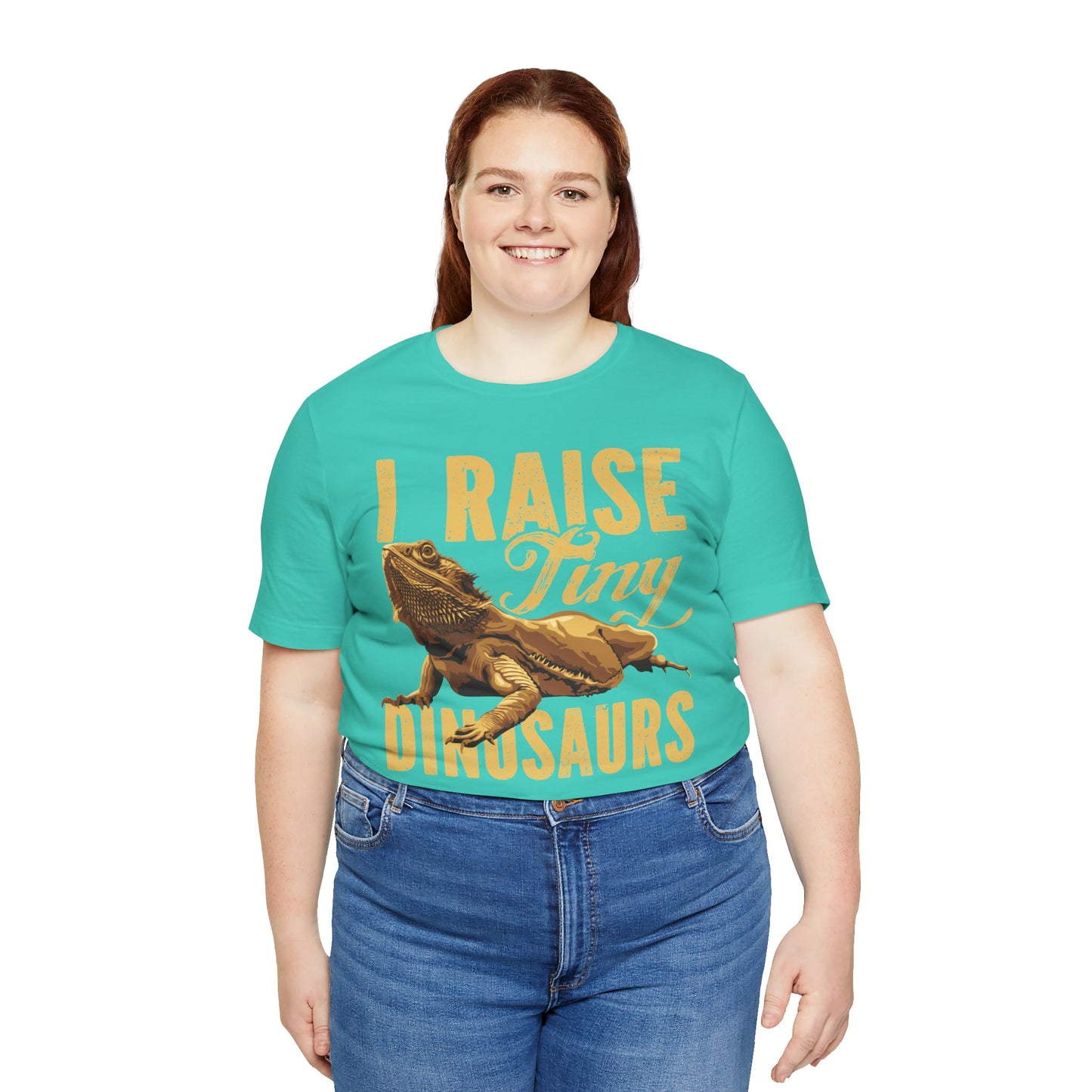 "I Raise Tiny Dinosaurs" Bearded Dragon Print Unisex Jersey Tee - Casual Everyday Wear - Great for Reptile Lovers