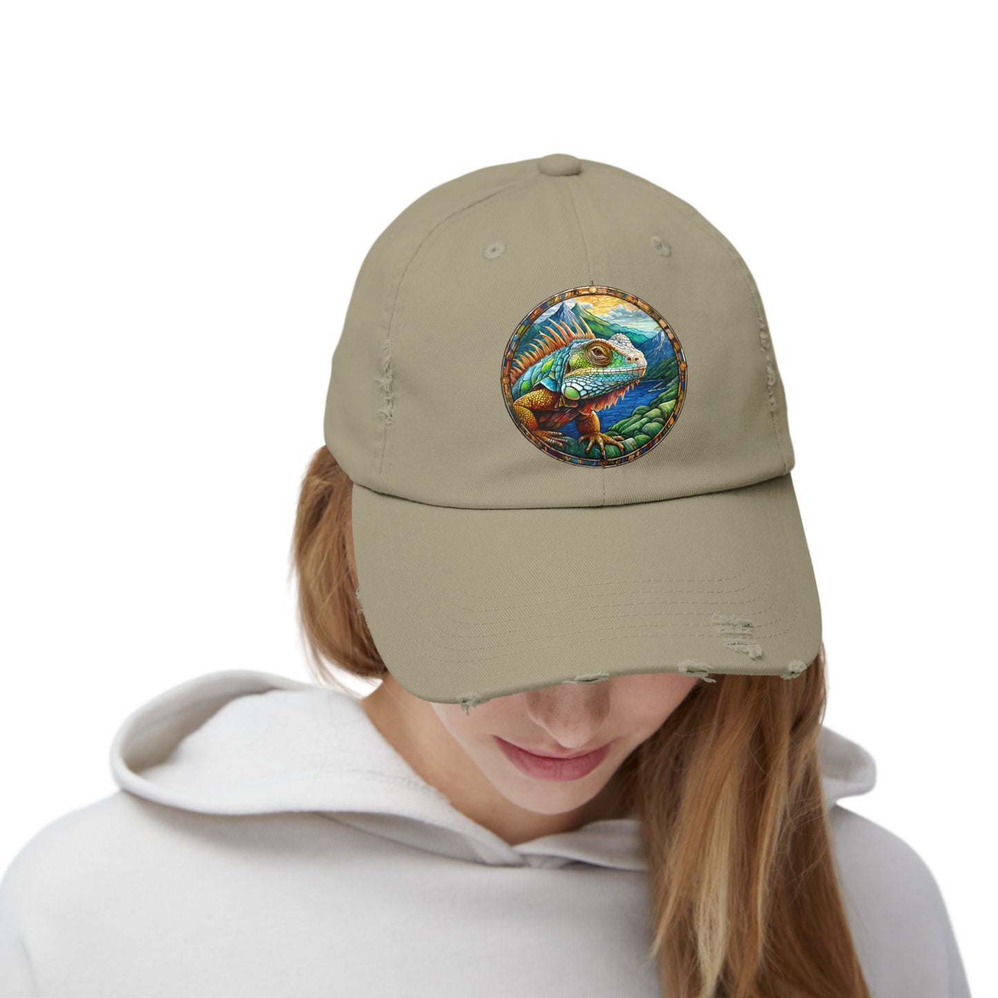 Iguana Unisex Distressed Cap - Casual Streetwear Hat for Everyday Use - Great for Reptile Lovers