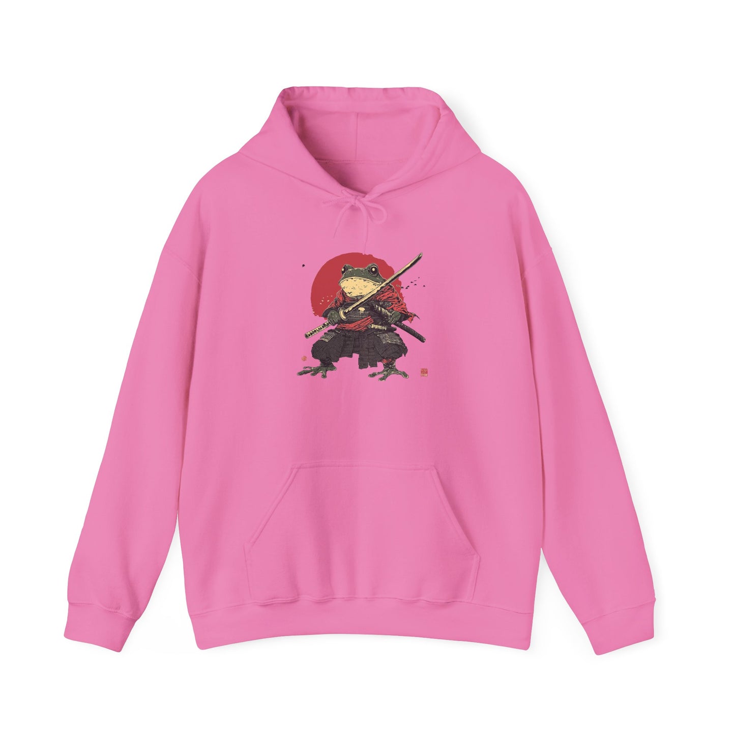 Samurai Frog Unisex Hooded Sweatshirt with Bold Print - Great for Reptile Lovers