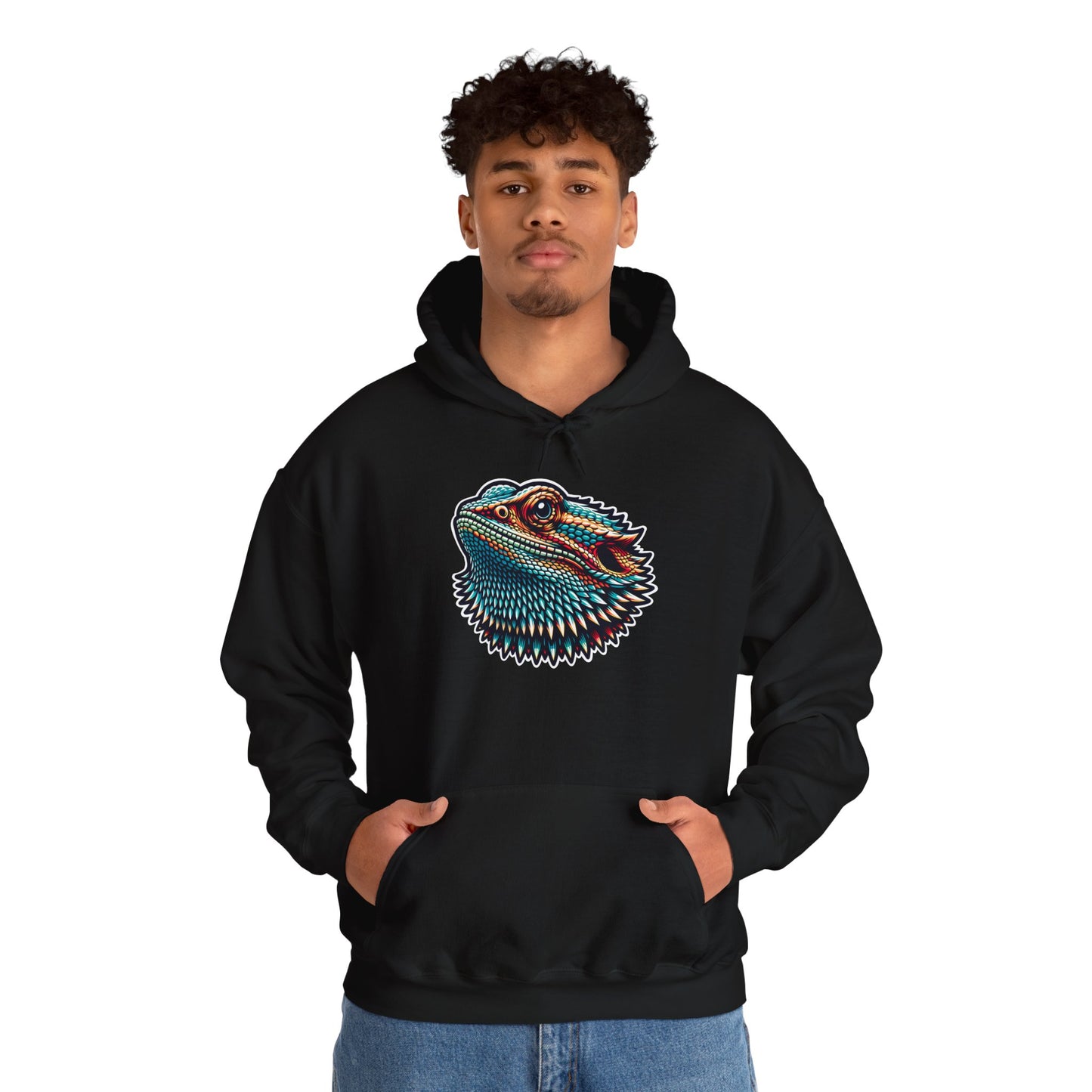 Beardie Head Unisex Hooded Sweatshirt with Bold Print - Great for Reptile Lovers