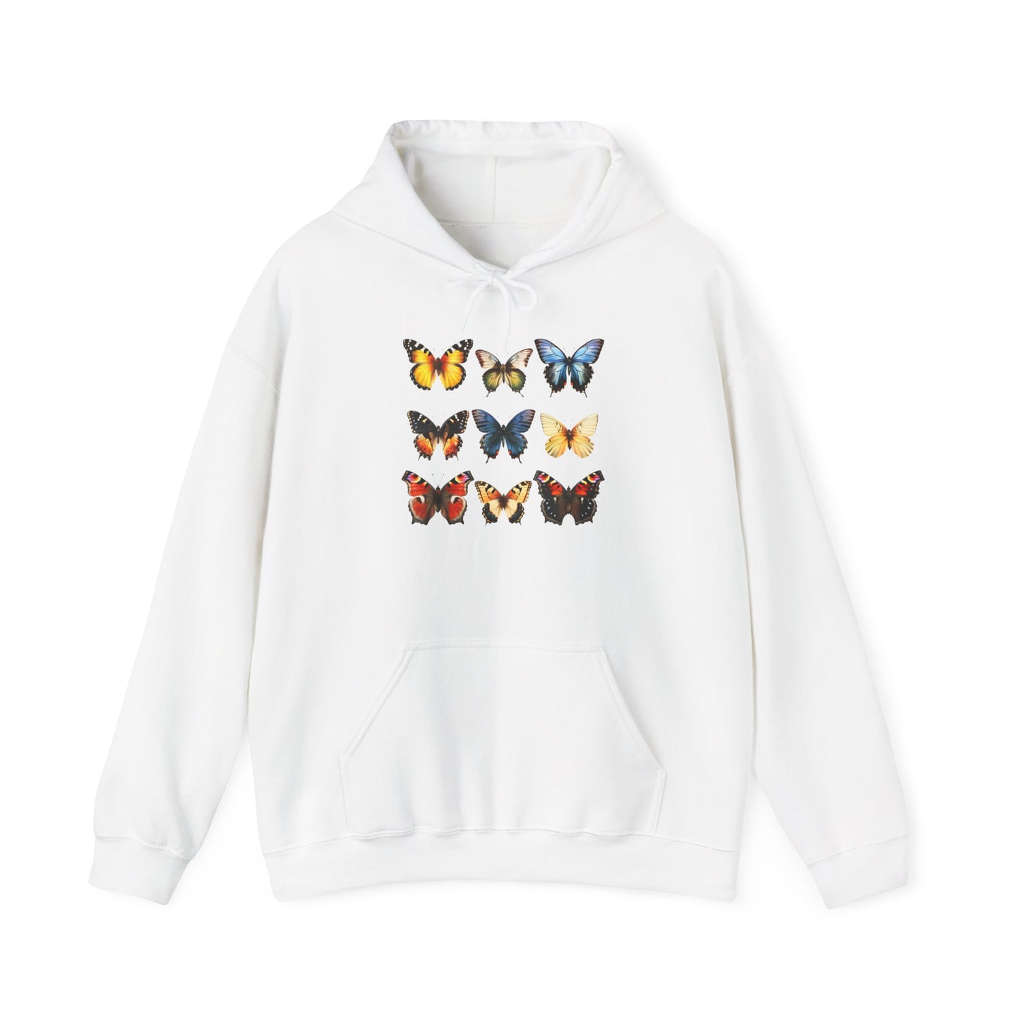 Butterflies Cozy Unisex Hooded Sweatshirt with Bold Print - Great for Insect Lovers