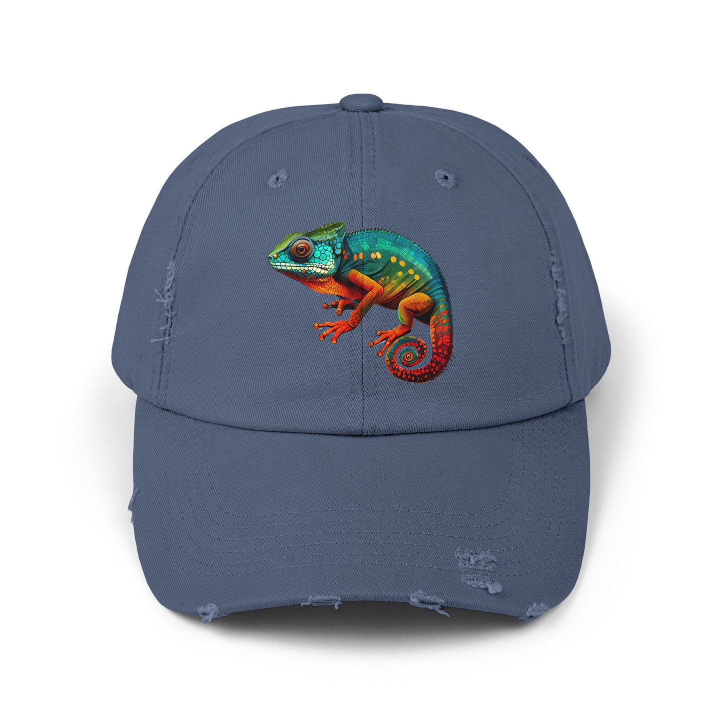 Chameleon Unisex Distressed Cap - Casual Streetwear Hat for Everyday Use - Great for Reptile Lovers