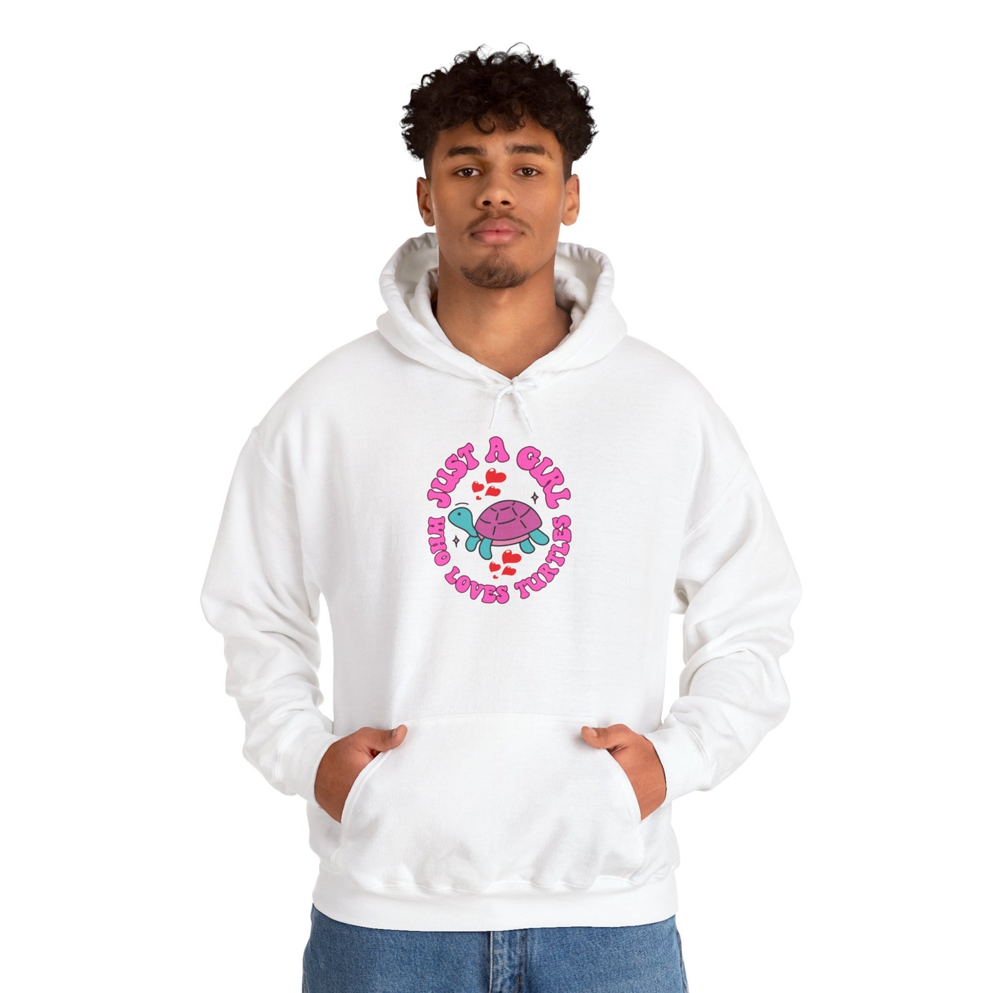 "Just a Girl Who Loves Turtles" Unisex Hooded Sweatshirt with Bold Print - Great for Reptile Lovers
