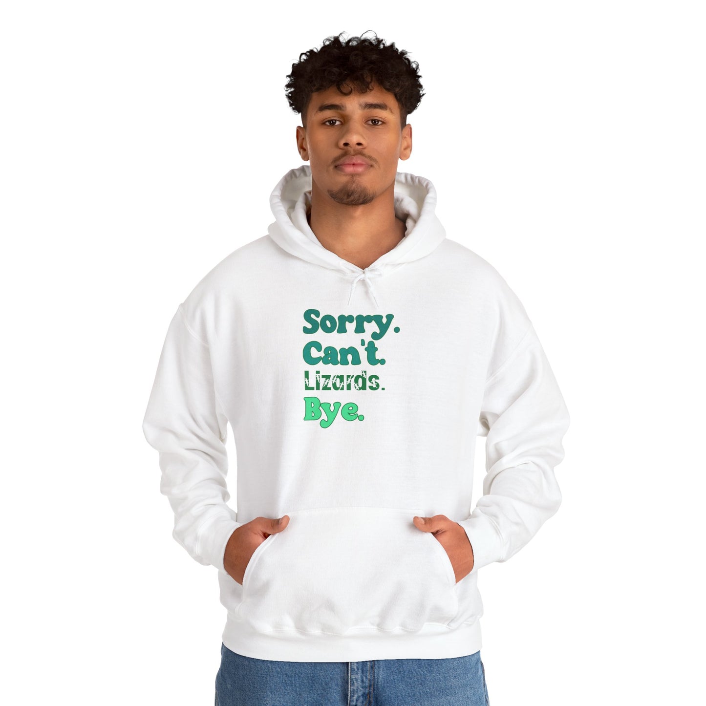 "Sorry Can't Lizards Bye" Cozy Unisex Hooded Sweatshirt with Bold Print - Great for Reptile Lovers
