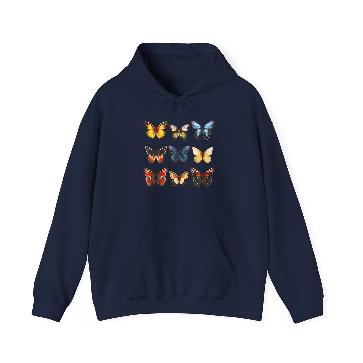Butterflies Cozy Unisex Hooded Sweatshirt with Bold Print - Great for Insect Lovers