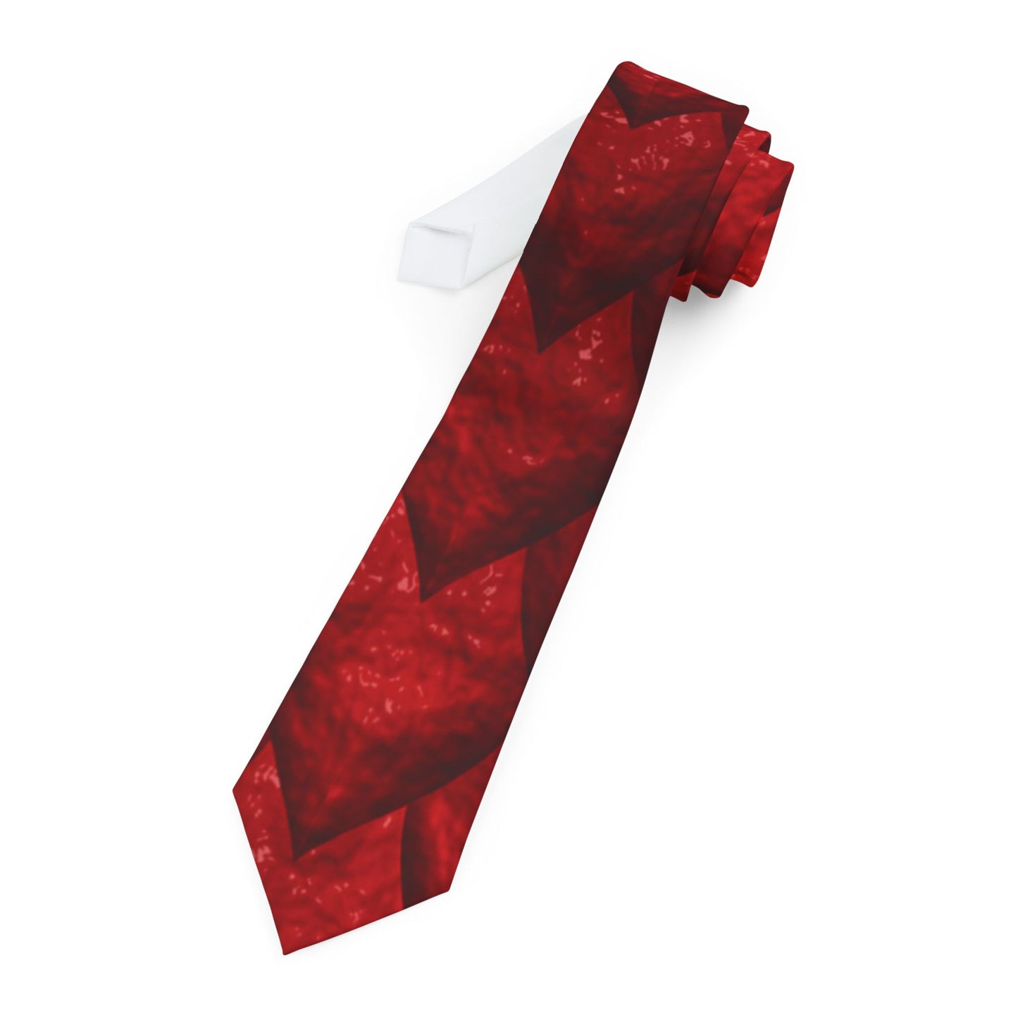Reptile Scales Necktie - Stylish Red Tie with Unique Reptile Pattern for Formal Events