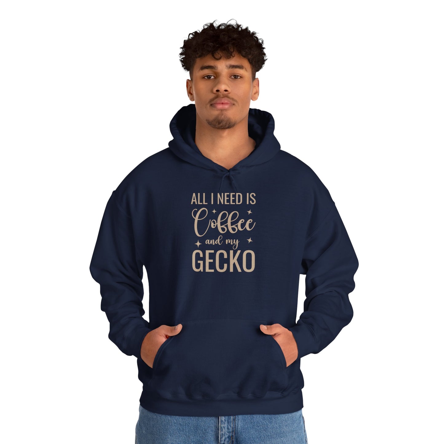 "Coffee and My Gecko" Unisex Hooded Sweatshirt with Bold Print - Great for Reptile Lovers