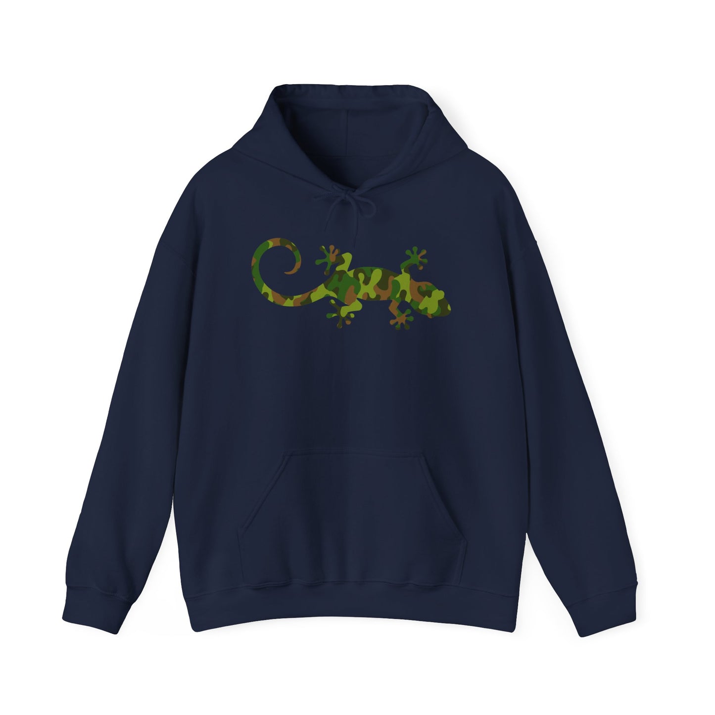 Camo Gecko Unisex Hooded Sweatshirt with Bold Print - Great for Reptile Lovers
