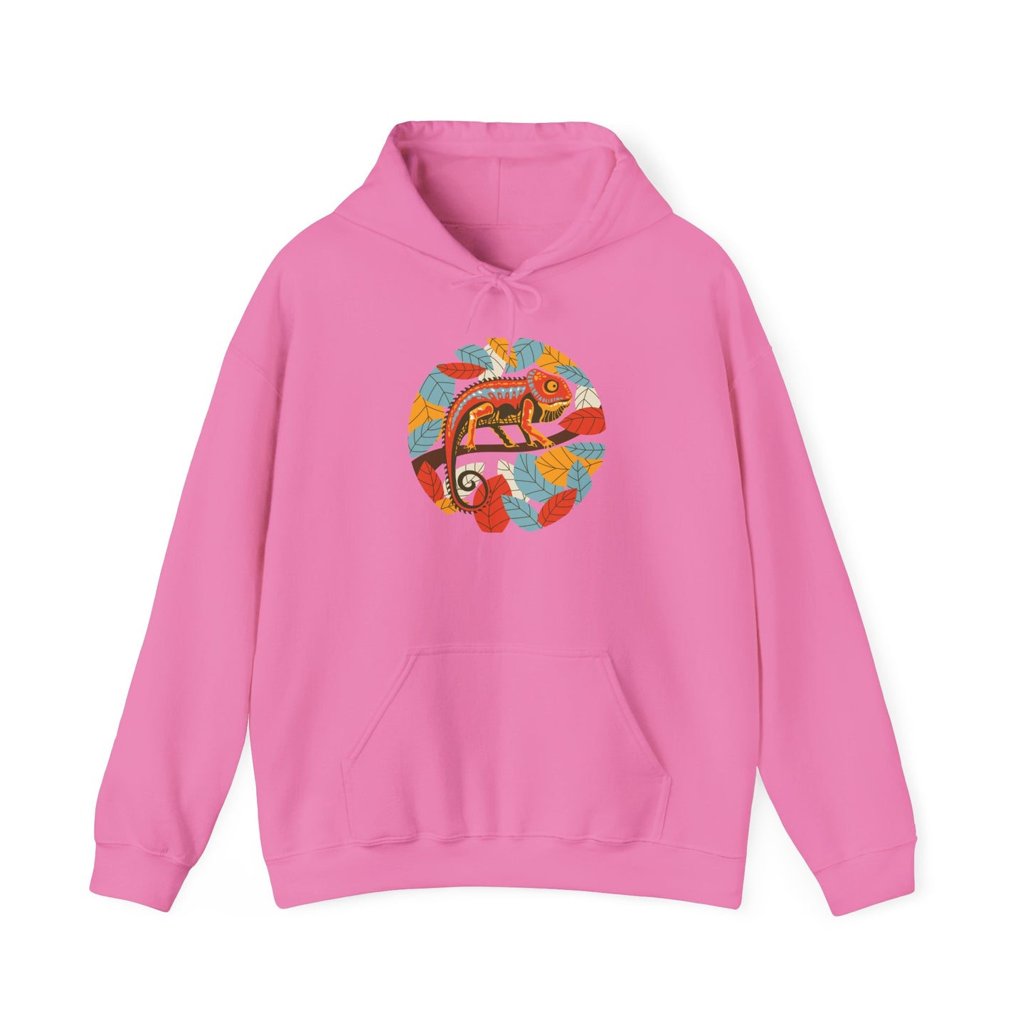 Colorful Chameleon Unisex Hooded Sweatshirt with Bold Print - Great for Reptile Lovers