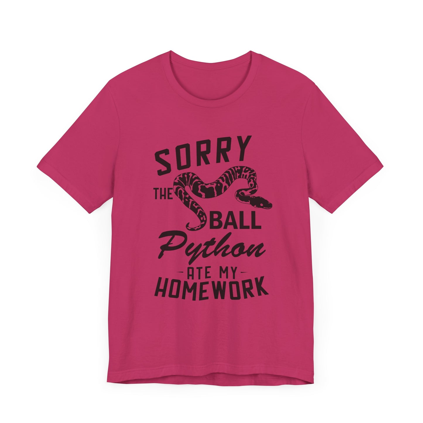 "The Ball Python Ate My Homework" Unisex Jersey Tee - Casual Everyday Wear - Great for Reptile Lovers