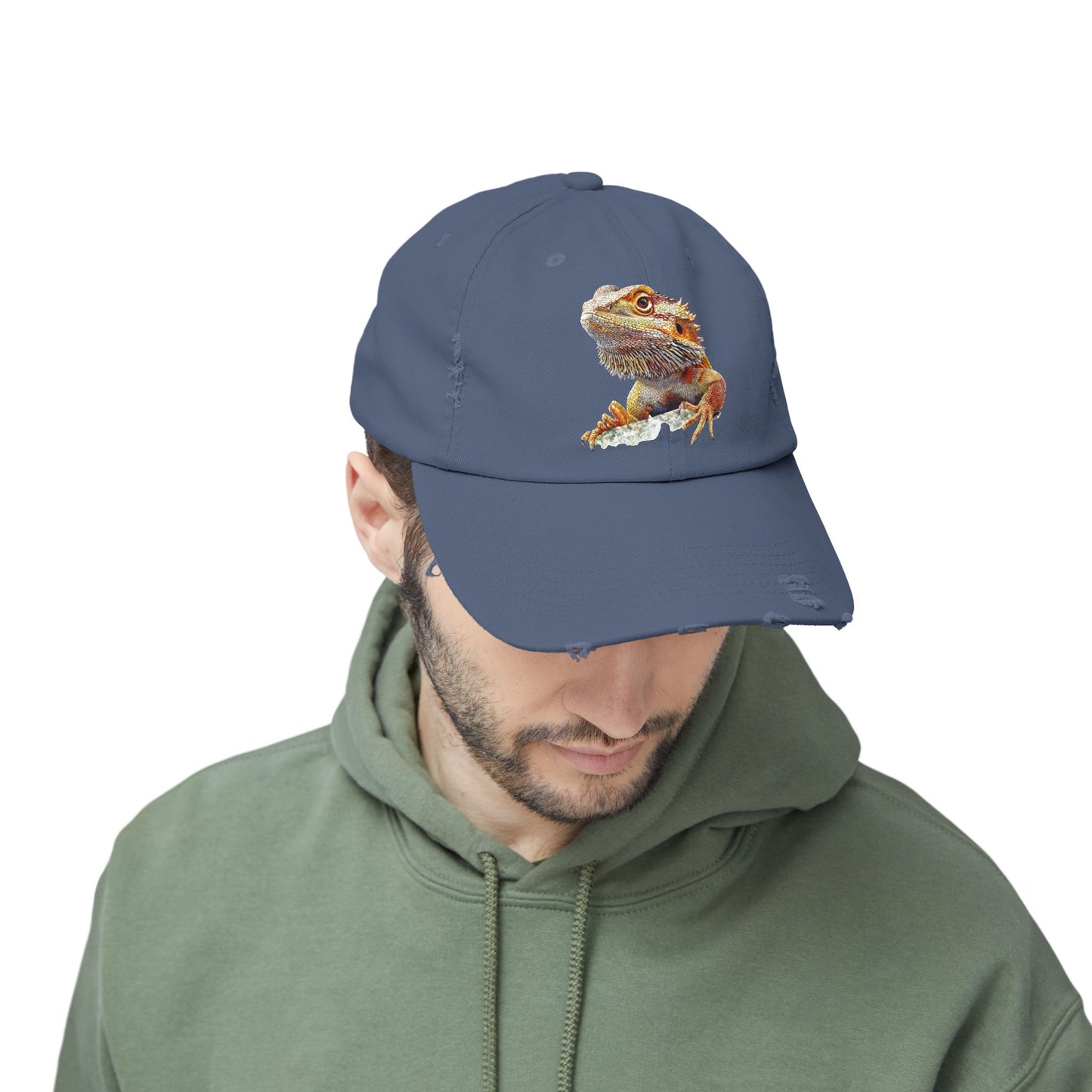 Bearded Dragon Unisex Distressed Cap - Casual Streetwear Hat for Everyday Use - Great for Reptile Lovers