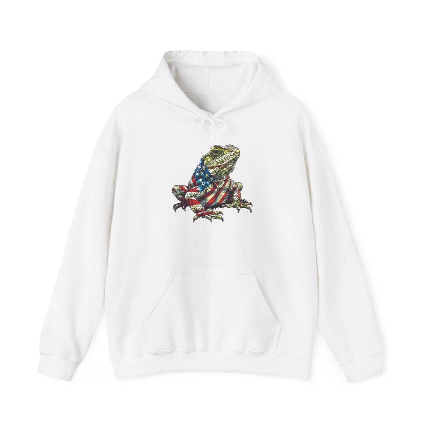 Flag Lizard Cozy Unisex Hooded Sweatshirt with Bold Print - Great for Reptile Lovers
