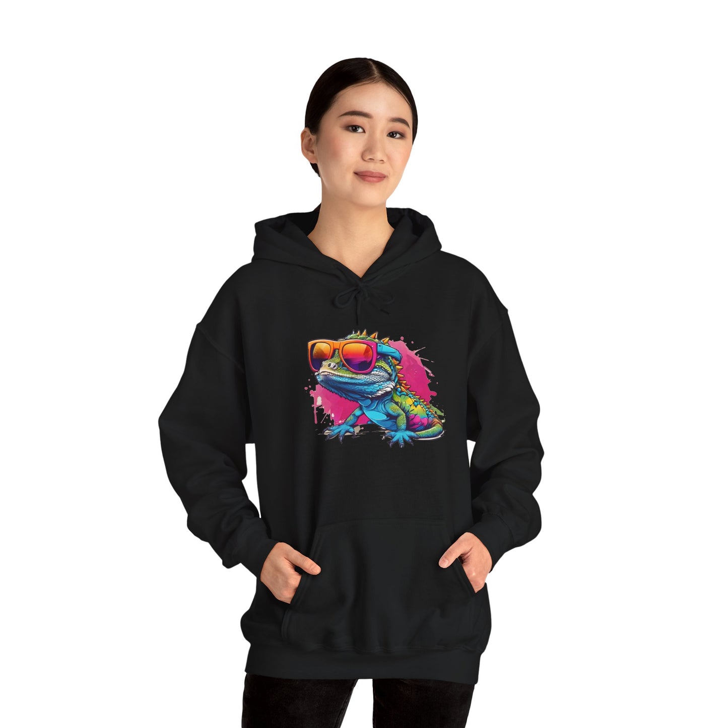 Cool Lizard Unisex Hooded Sweatshirt with Bold Print - Great for Reptile Lovers