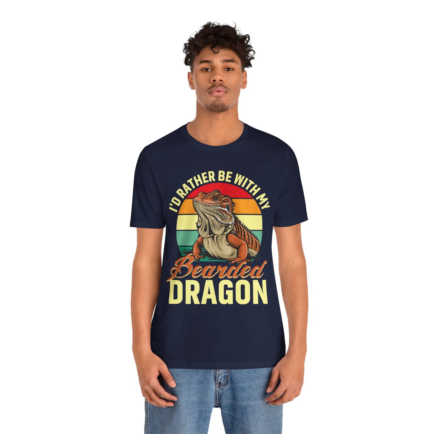 "I'd Rather Be With My Bearded Dragon" Print Unisex Jersey Tee - Casual Everyday Wear - Great for Reptile Lovers