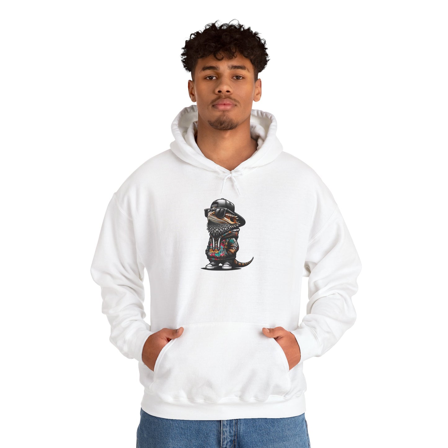 Hip Hop Beardie Unisex Hooded Sweatshirt with Bold Print - Great for Reptile Lovers