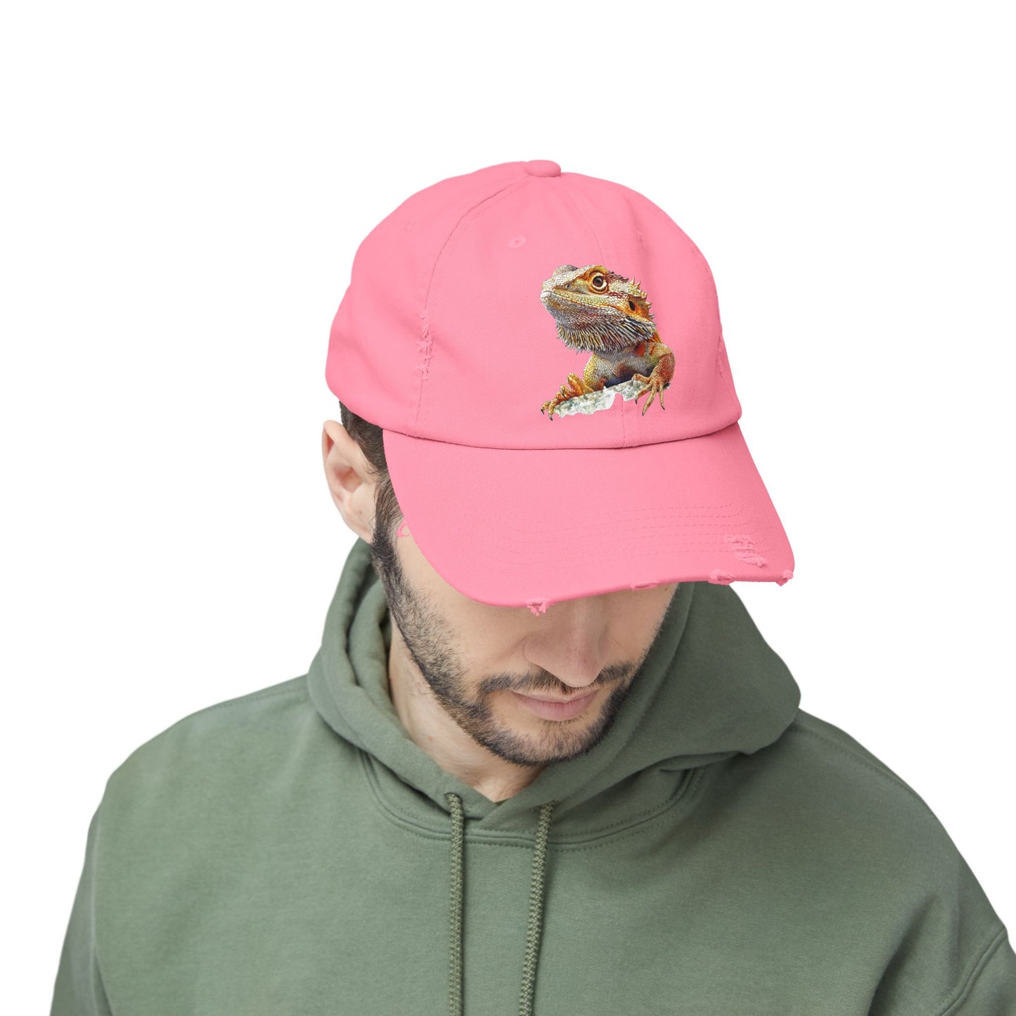Bearded Dragon Unisex Distressed Cap - Casual Streetwear Hat for Everyday Use - Great for Reptile Lovers