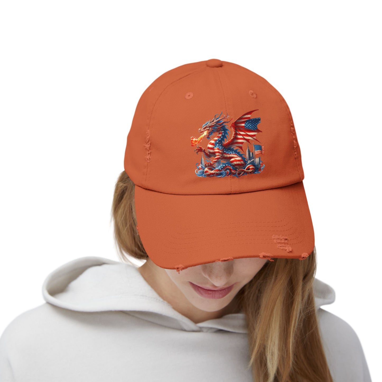 Dragon Flag Unisex Distressed Cap - Casual Streetwear Hat for Everyday Use - Great for Reptile Lovers