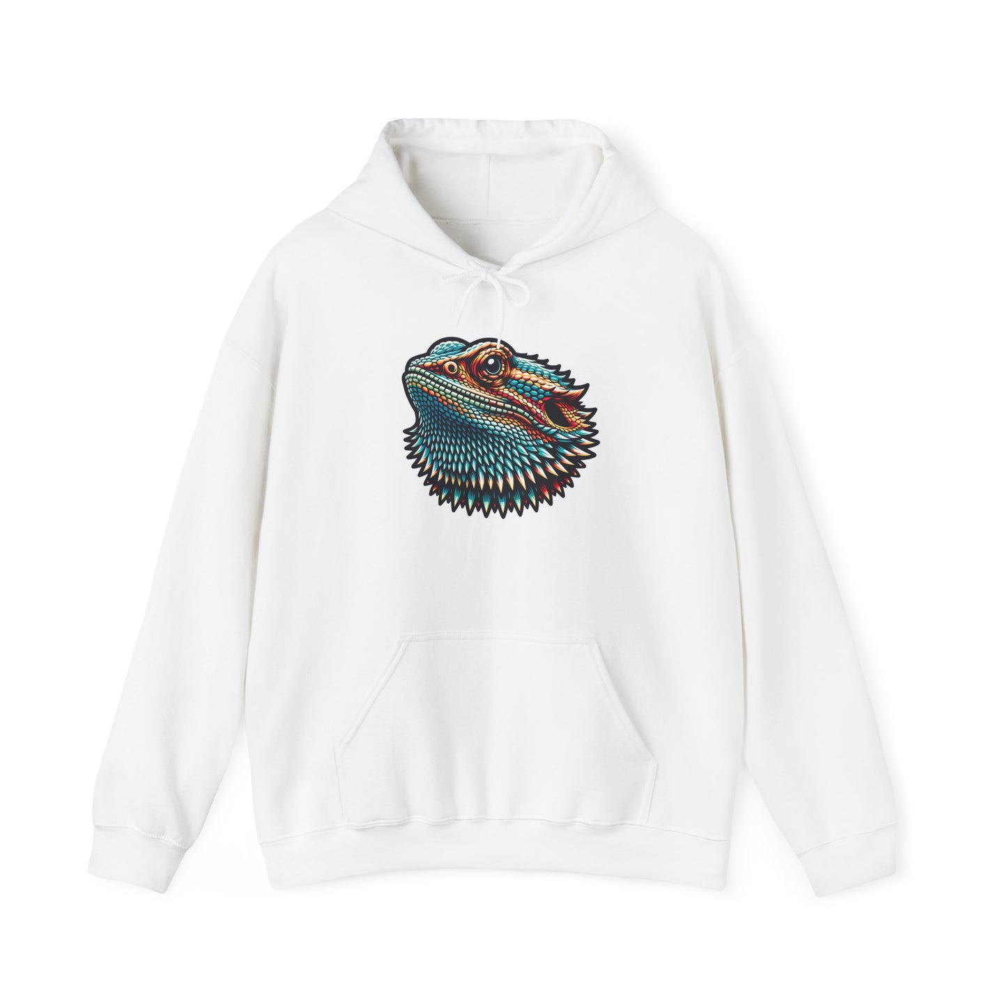 Beardie Head Unisex Hooded Sweatshirt with Bold Print - Great for Reptile Lovers