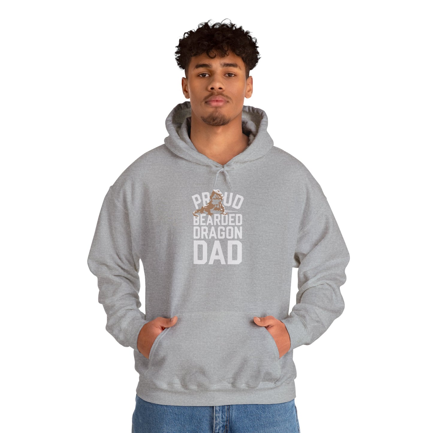 "Proud Bearded Dragon Dad" Unisex Hooded Sweatshirt with Bold Print - Great for Reptile Lovers
