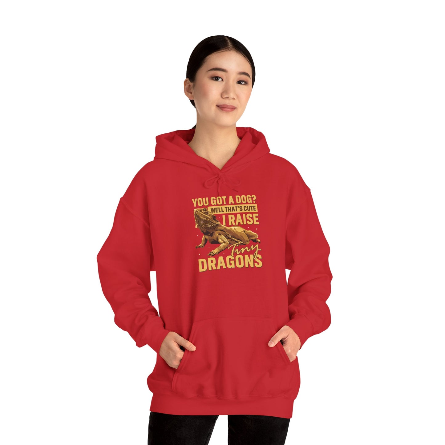 "I Raise Tiny Dragons" Unisex Hooded Sweatshirt with Bold Print - Great for Reptile Lovers