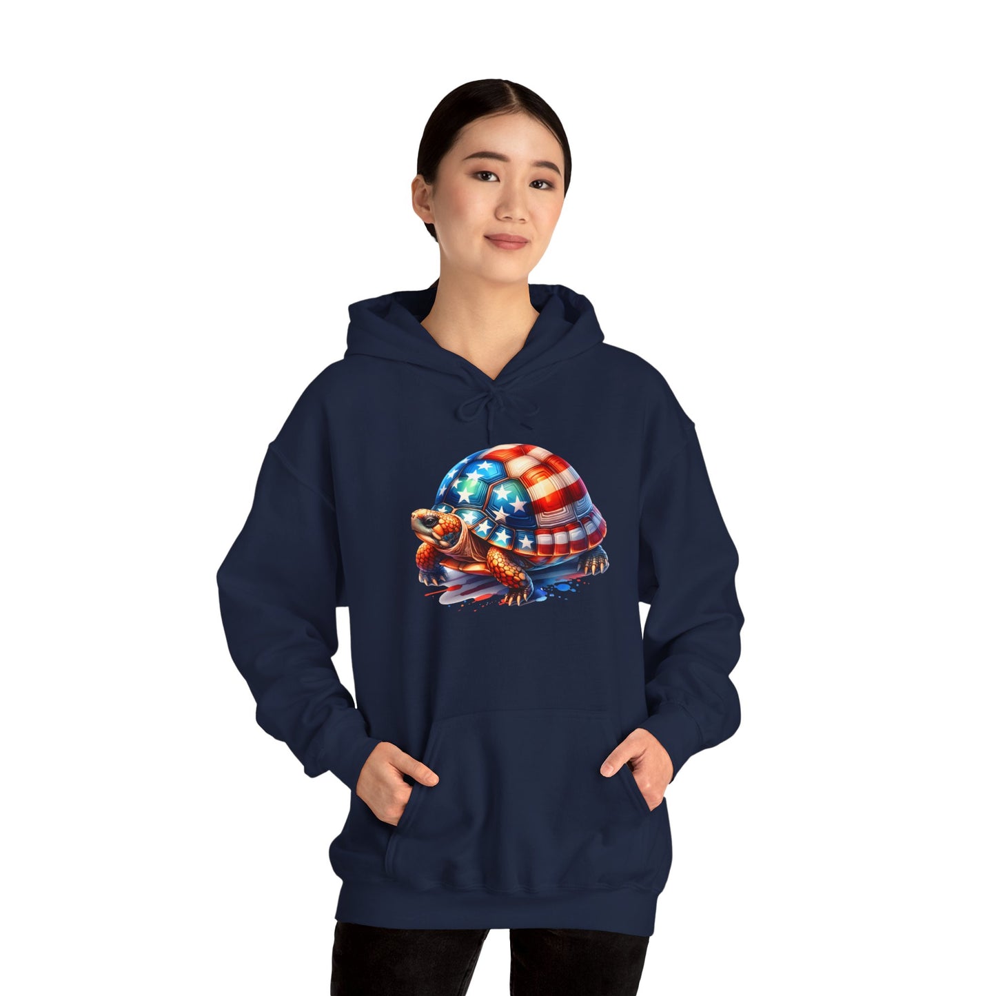 Flag Turtle Cozy Unisex Hooded Sweatshirt with Bold Print - Great for Reptile Lovers