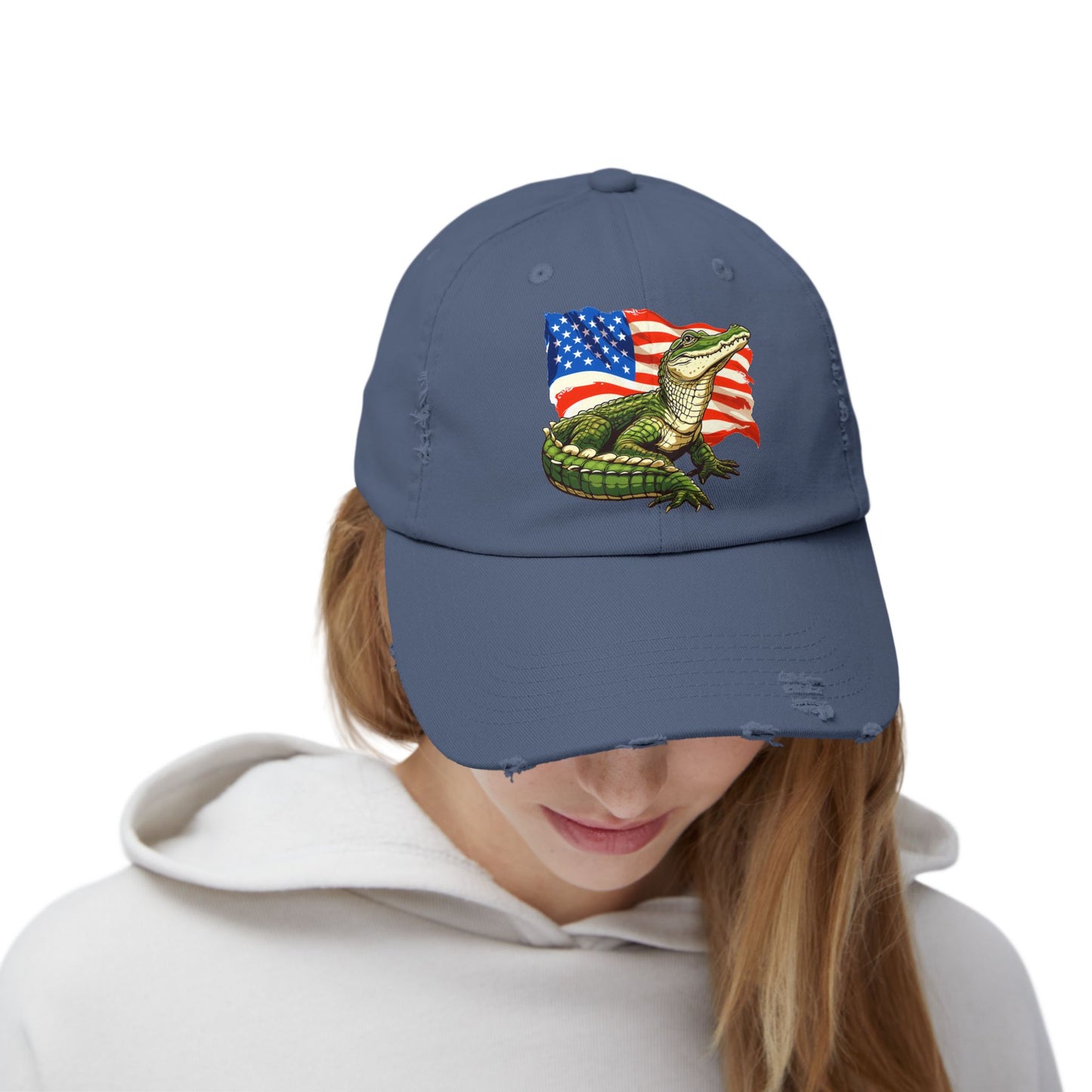 Gator Flag Unisex Distressed Cap - Casual Streetwear Hat for Everyday Use - Great for Reptile Lovers