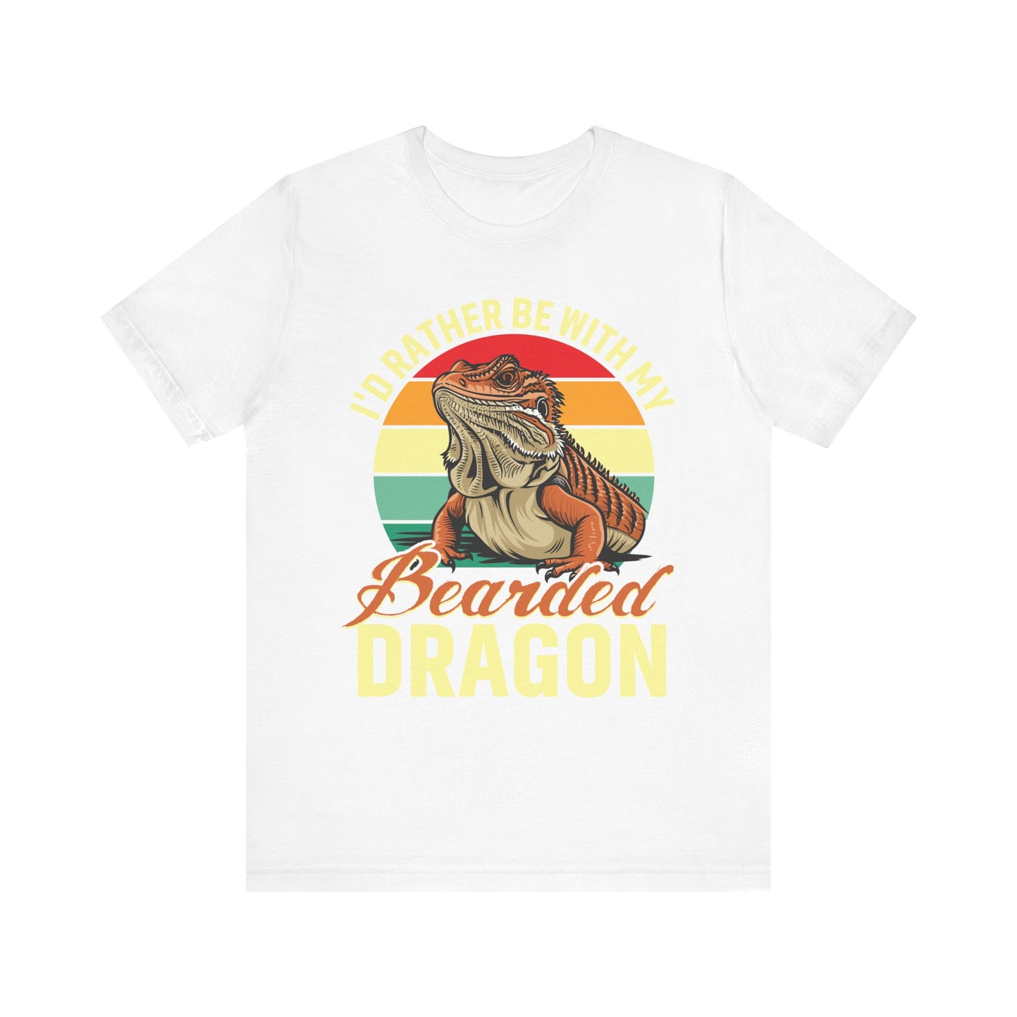 "I'd Rather Be With My Bearded Dragon" Print Unisex Jersey Tee - Casual Everyday Wear - Great for Reptile Lovers