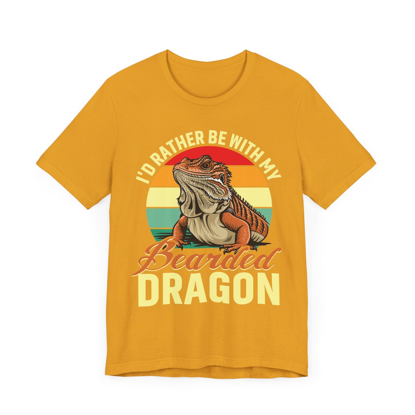 "I'd Rather Be With My Bearded Dragon" Print Unisex Jersey Tee - Casual Everyday Wear - Great for Reptile Lovers
