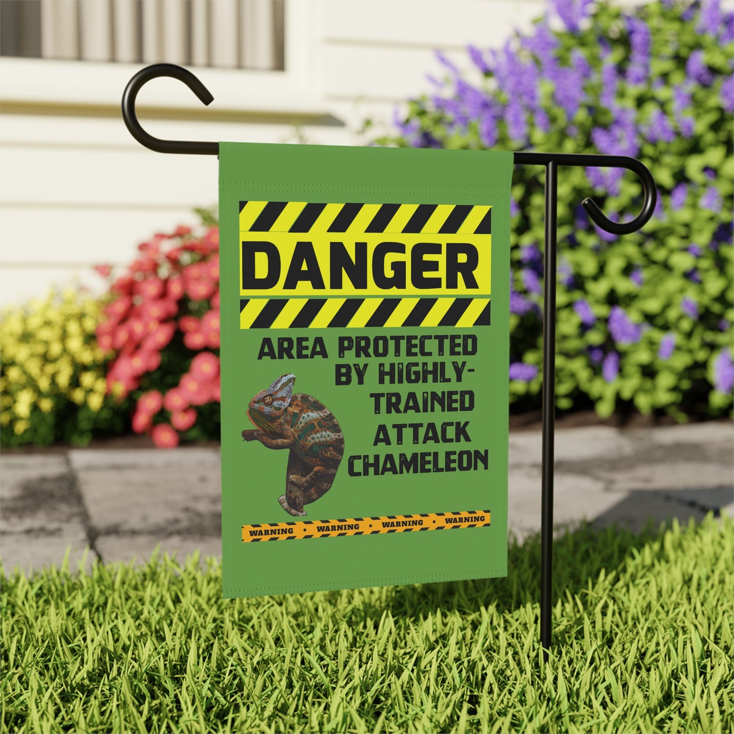 Chameleon Danger Garden House Banner - Customizable Outdoor Decor to Showcase Your Love of Reptiles