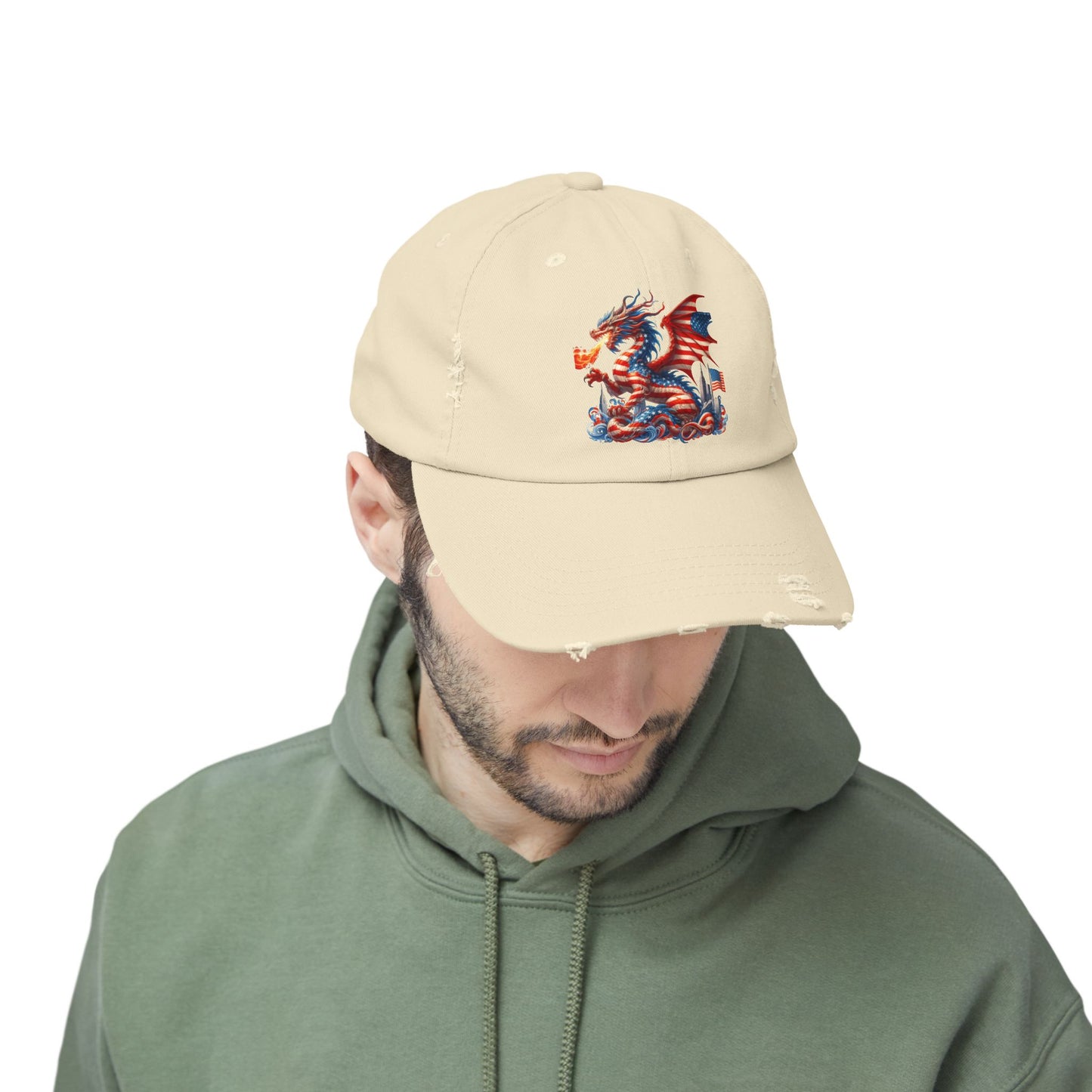 Dragon Flag Unisex Distressed Cap - Casual Streetwear Hat for Everyday Use - Great for Reptile Lovers