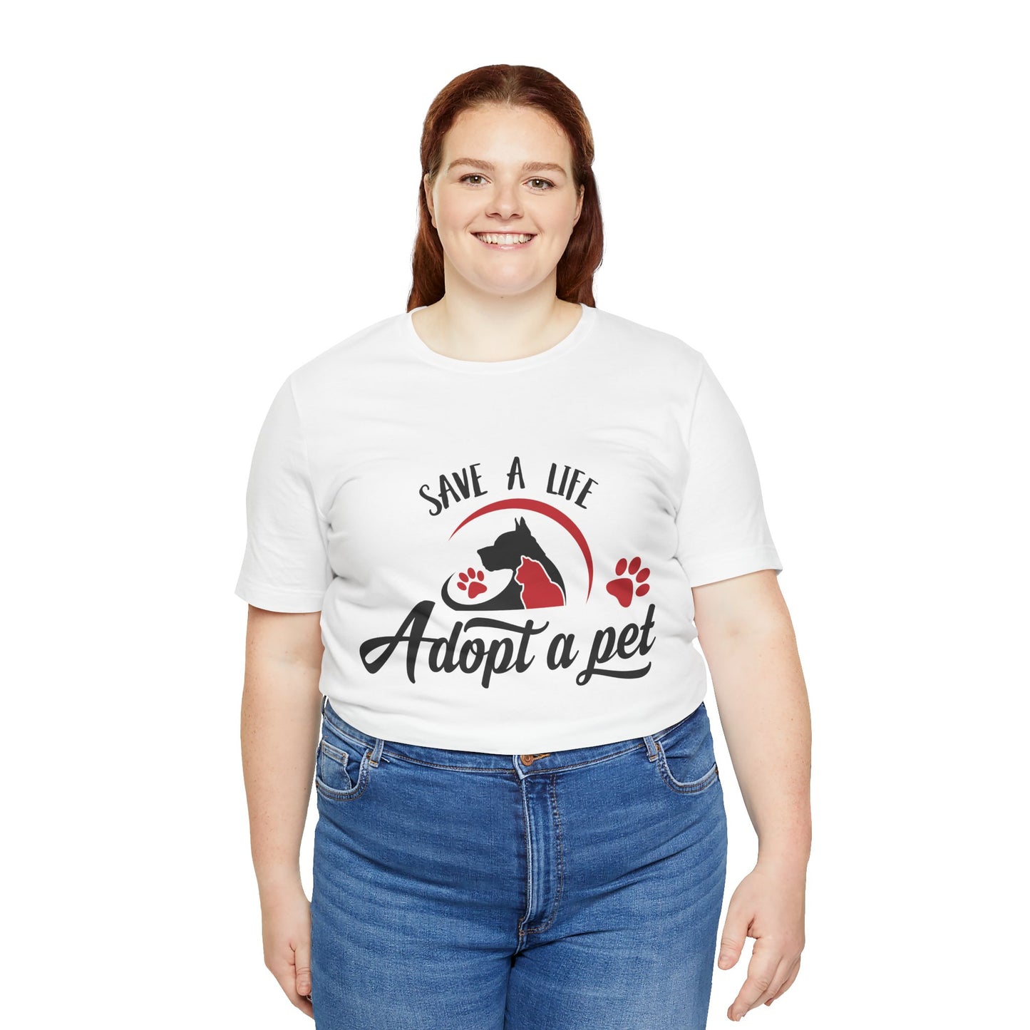 "Adopt a Pet" Print Unisex Jersey Tee - Casual Everyday Wear - Great for Pet Lovers