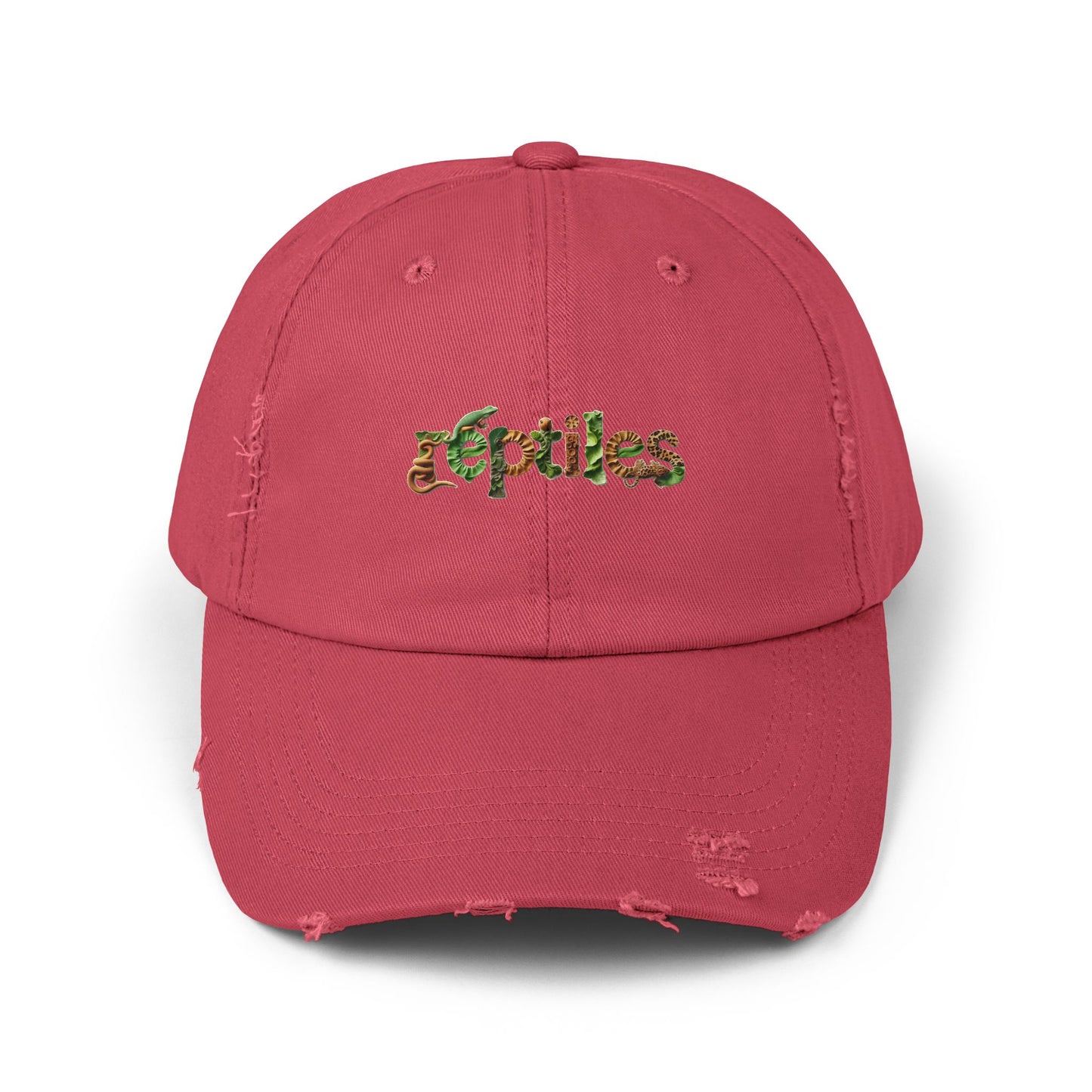 Reptiles Lettering Unisex Distressed Cap - Casual Streetwear Hat for Everyday Use - Great for Reptile Lovers