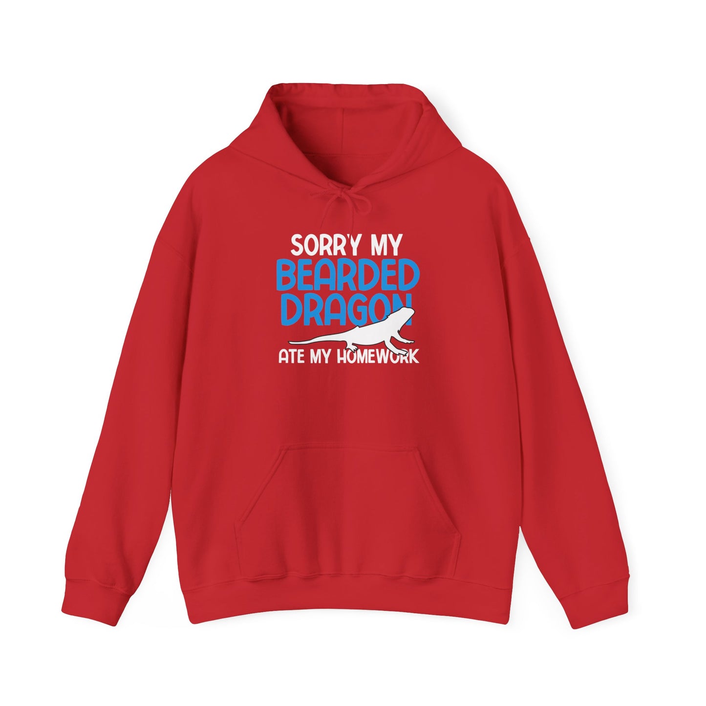 "Bearded Dragon Ate My Homework" Unisex Hooded Sweatshirt with Bold Print - Great for Reptile Lovers