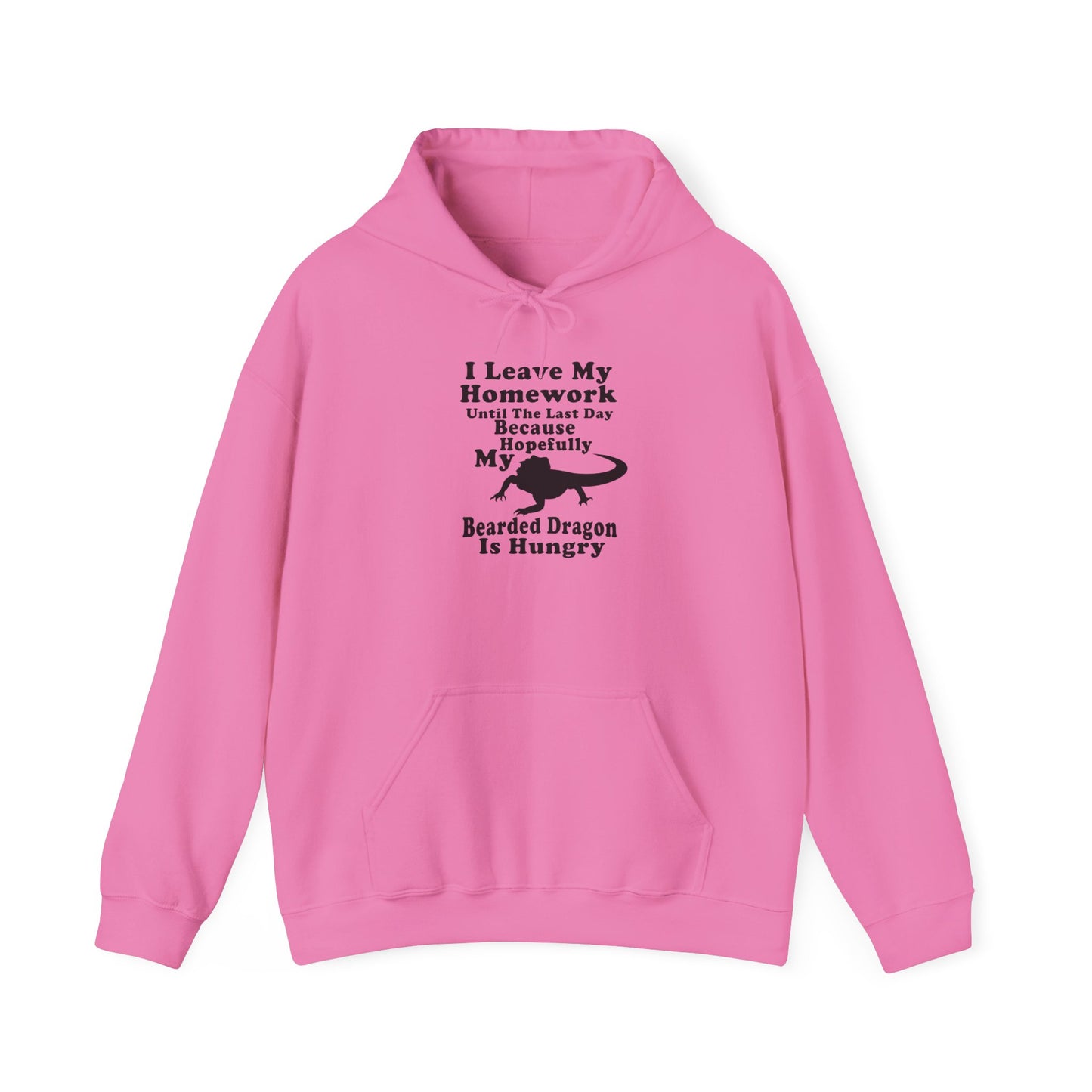 Homework Hungry Bearded Dragon Unisex Hooded Sweatshirt with Bold Print - Great for Reptile Lovers