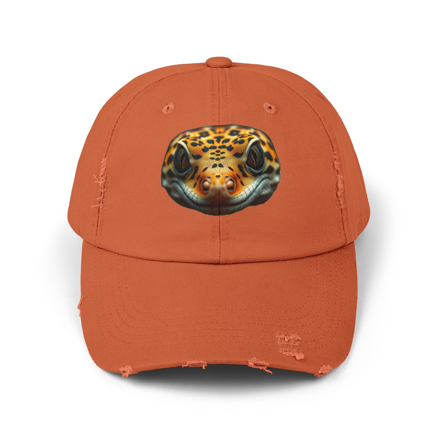 Leopard Gecko Unisex Distressed Cap - Casual Streetwear Hat for Everyday Use - Great for Reptile Lovers