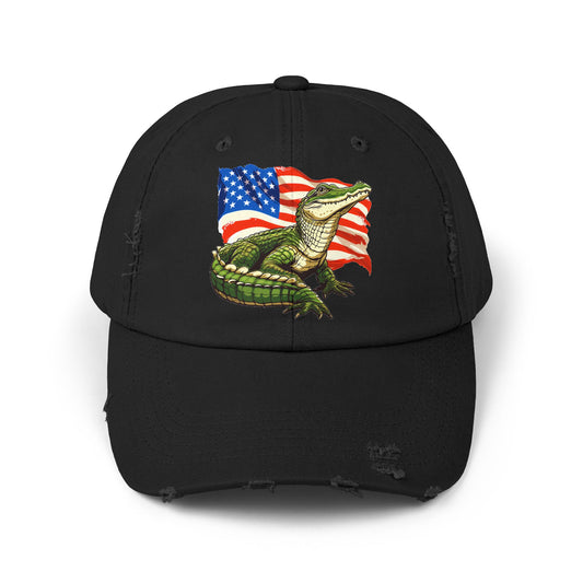 Gator Flag Unisex Distressed Cap - Casual Streetwear Hat for Everyday Use - Great for Reptile Lovers