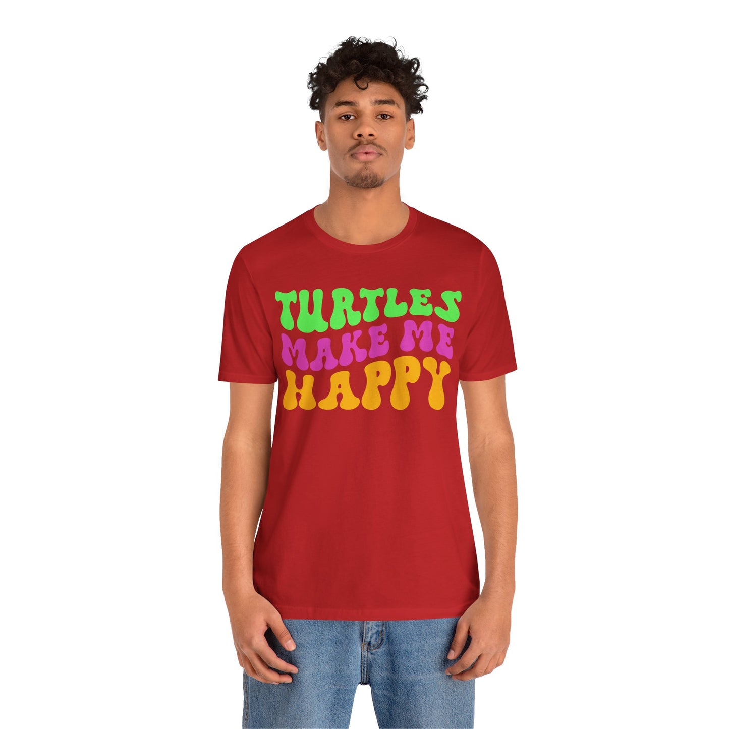 "Turtles Make Me Happy" Unisex Jersey Tee - Casual Everyday Wear - Great for Reptile Lovers