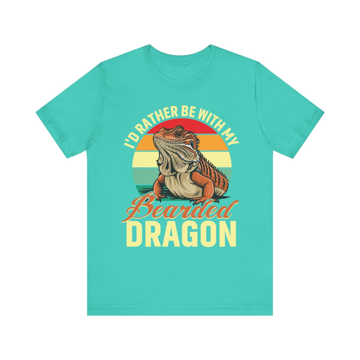"I'd Rather Be With My Bearded Dragon" Print Unisex Jersey Tee - Casual Everyday Wear - Great for Reptile Lovers