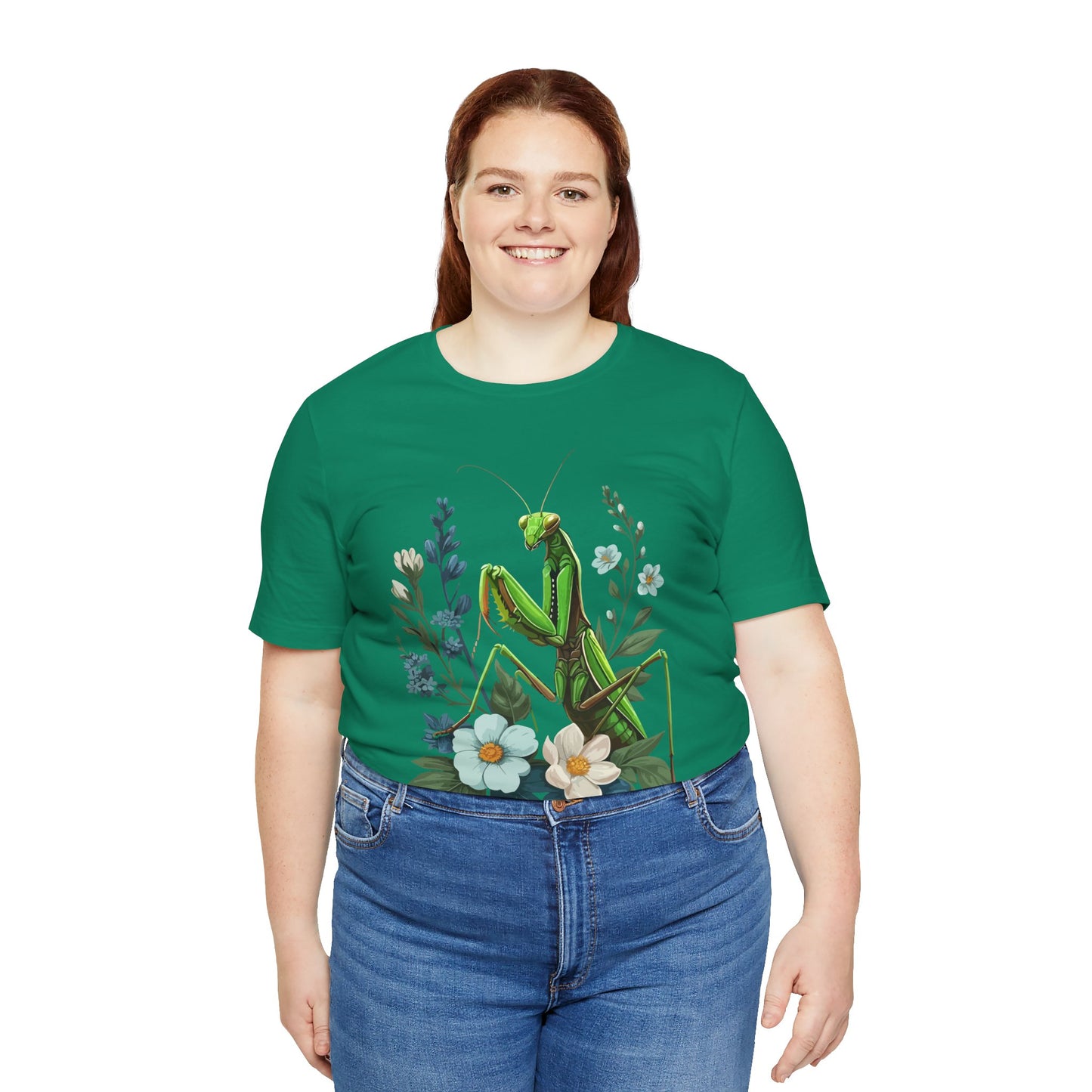 Mantis in the Flowers Unisex Jersey Tee - Casual Everyday Wear - Great for Insect Lovers