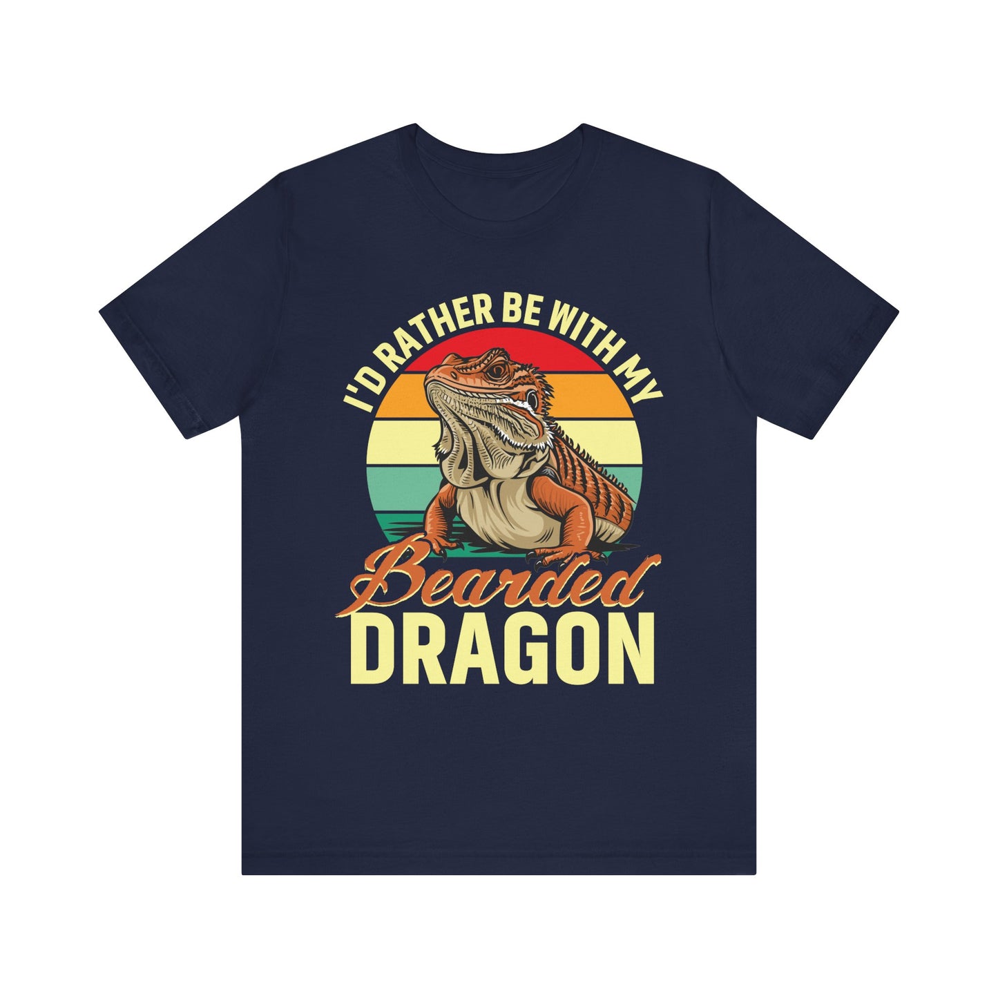 "I'd Rather Be With My Bearded Dragon" Print Unisex Jersey Tee - Casual Everyday Wear - Great for Reptile Lovers