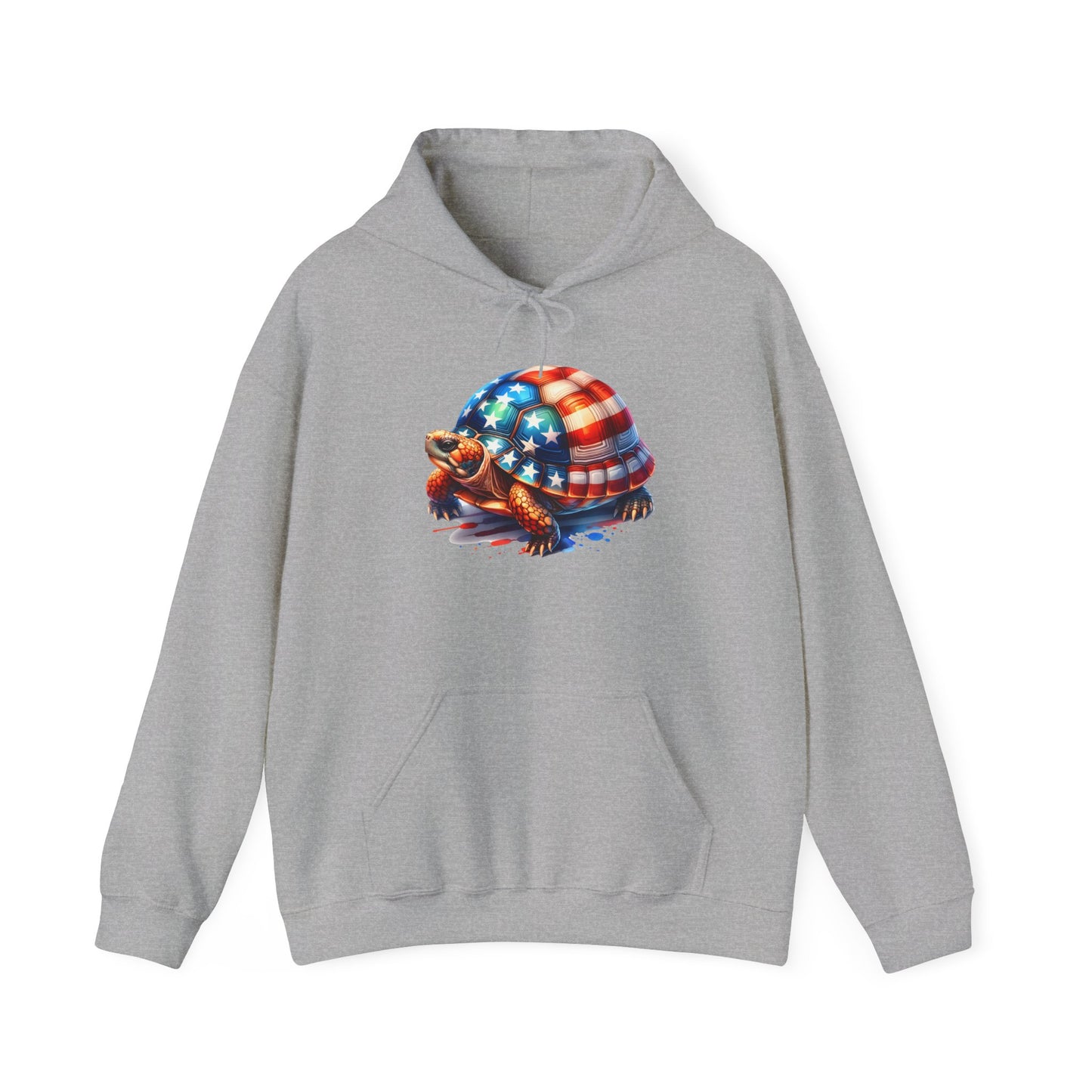 Flag Turtle Cozy Unisex Hooded Sweatshirt with Bold Print - Great for Reptile Lovers