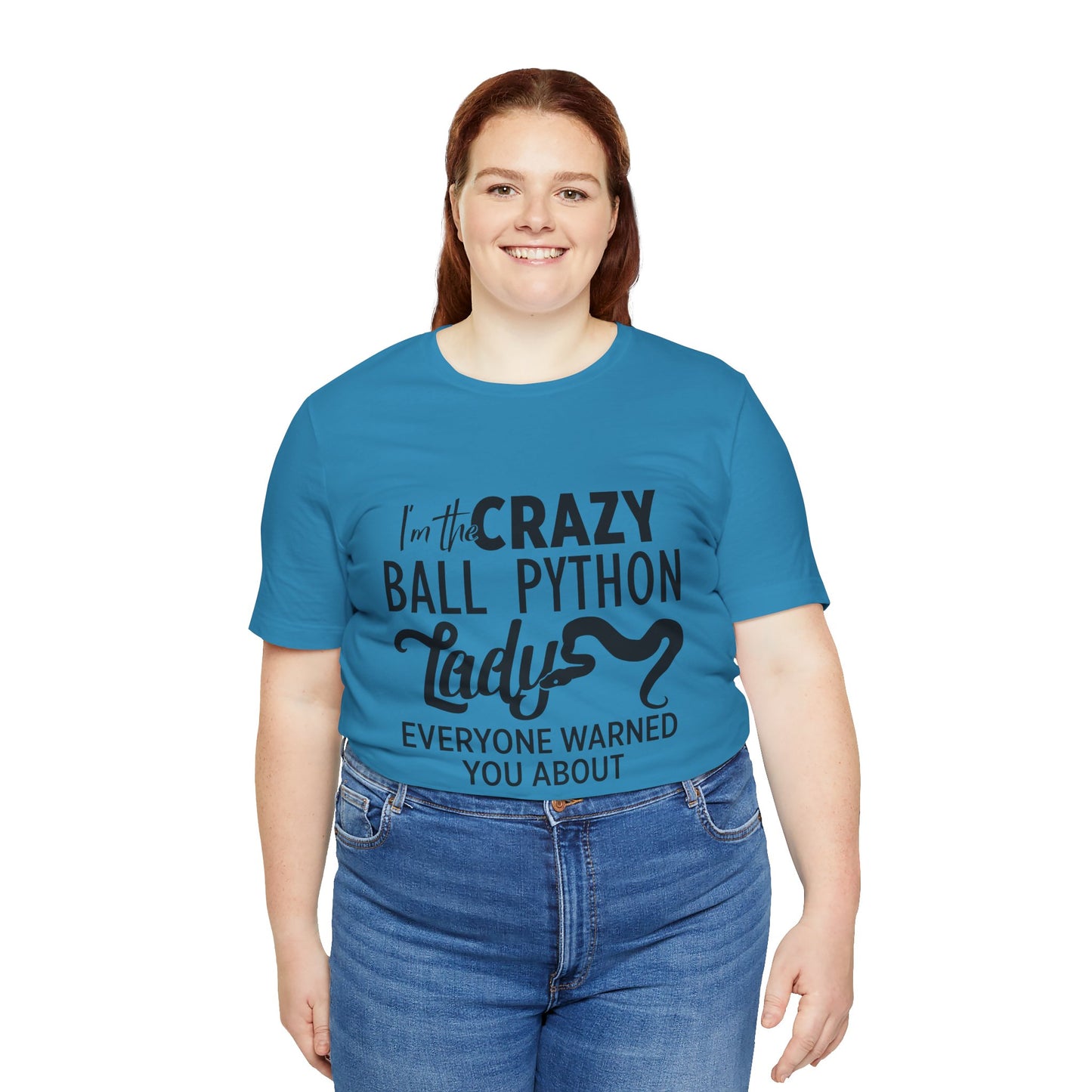 "Crazy Ball Python Lady" Unisex Jersey Tee - Casual Everyday Wear - Great for Reptile Lovers