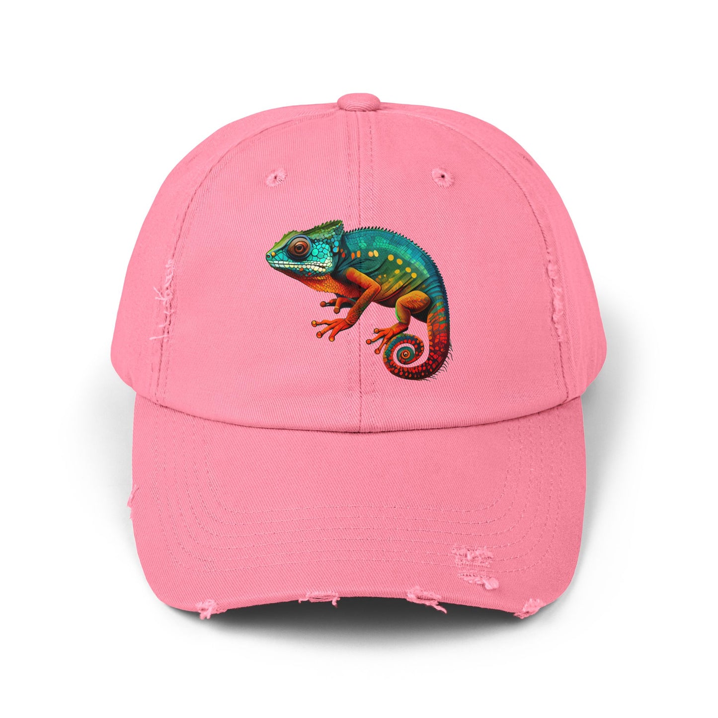 Chameleon Unisex Distressed Cap - Casual Streetwear Hat for Everyday Use - Great for Reptile Lovers