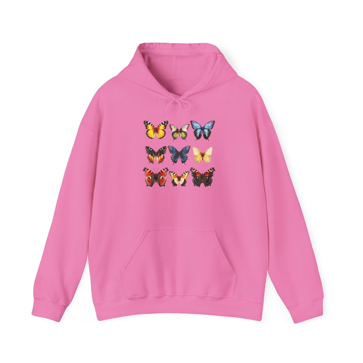 Butterflies Cozy Unisex Hooded Sweatshirt with Bold Print - Great for Insect Lovers