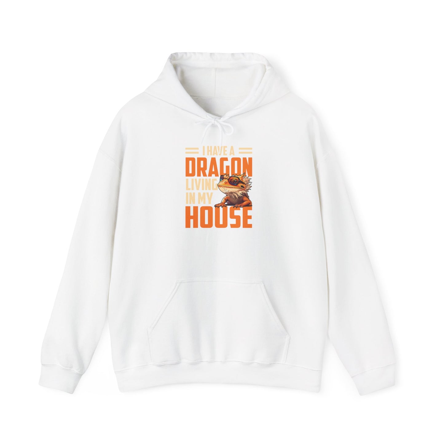"Dragon Living In My House" Unisex Hooded Sweatshirt with Bold Print - Great for Reptile Lovers