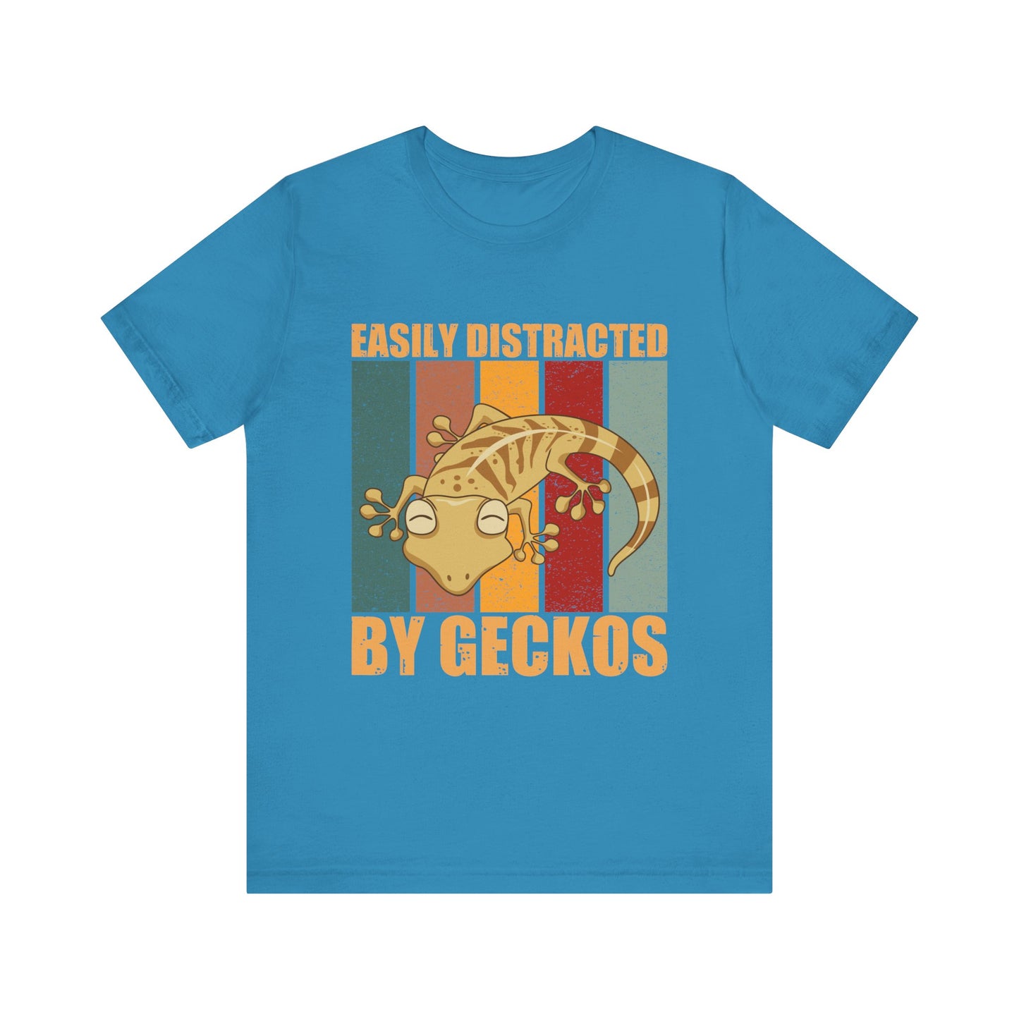 "Easily Distracted By Geckos" Unisex Jersey Tee - Casual Everyday Wear - Great for Reptile Lovers