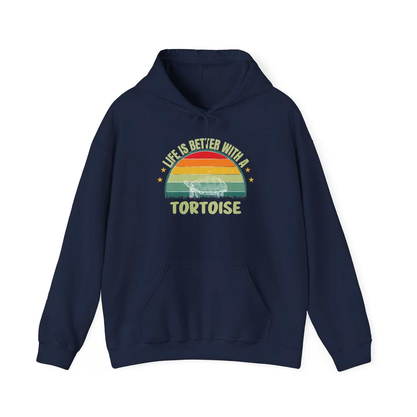 "Life is Better with a Tortoise" Unisex Hooded Sweatshirt with Bold Print - Great for Reptile Lovers