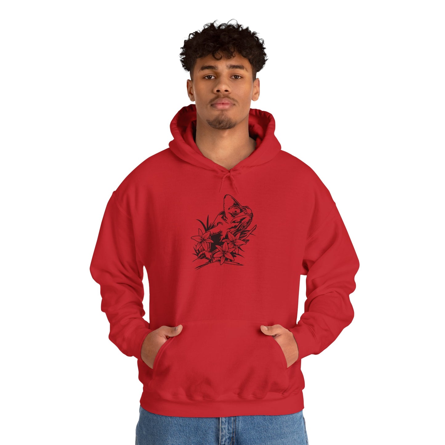 Chameleon Unisex Hooded Sweatshirt with Bold Print - Great for Reptile Lovers